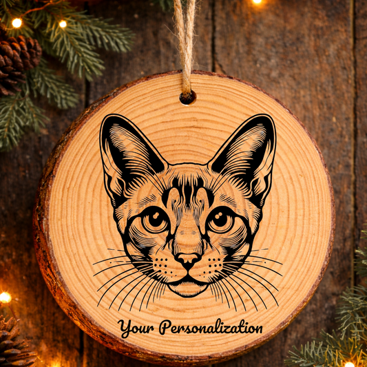 Aegean Cat Rustic Pine Wooden Round Ornament