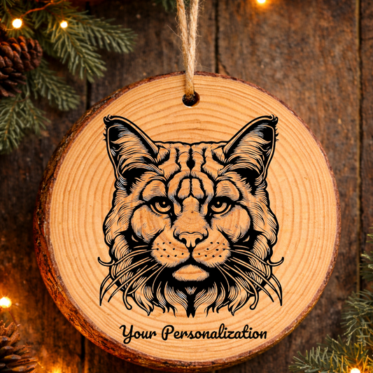 Aphrodite Giant Cat Rustic Pine Wooden Round Ornament