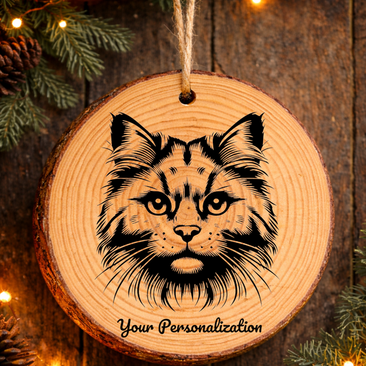 Australian Mist Cat Rustic Pine Wooden Round Ornament