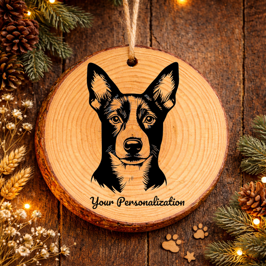Basenji Dog Ornament – Rustic Wooden Keepsake