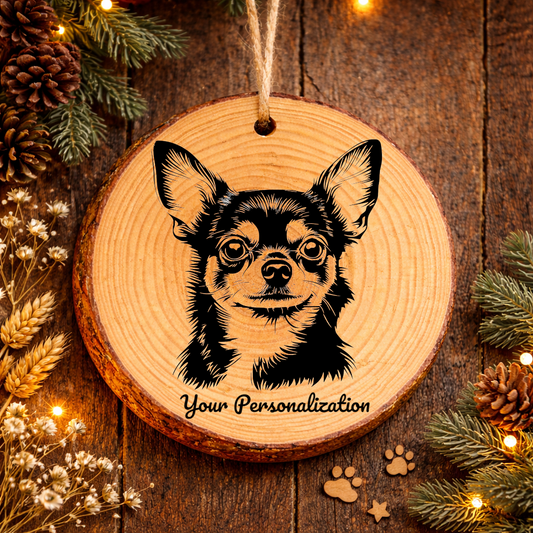 Chihuahua Laser Engraved Wooden Ornament