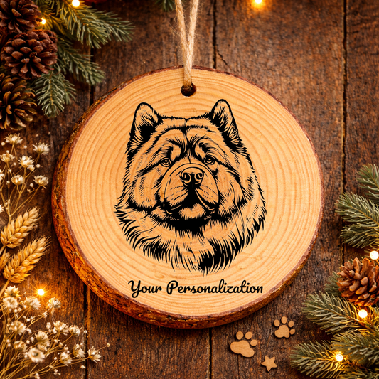 Chow Chow Dog Ornament – Rustic Wooden Keepsake
