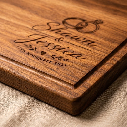Joined Wedding Rings Personalized Serving Board