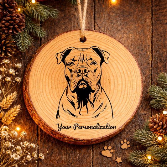 Dogo Argentino Dog Ornament – Rustic Wooden Keepsake