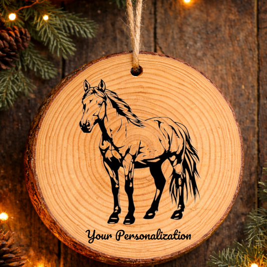 Horse Image #157 Rustic Pine Ornament