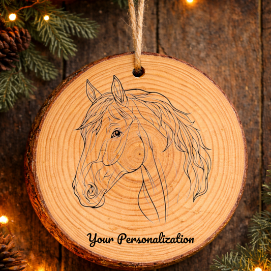 Horse Image #184 Rustic Pine Ornament