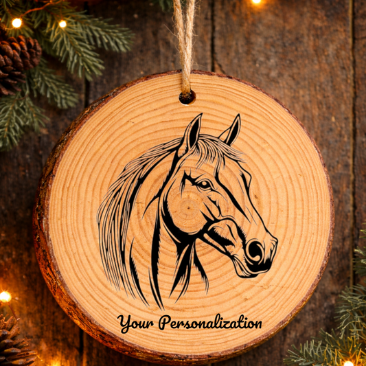 Horse Image #190 Rustic Pine Ornament