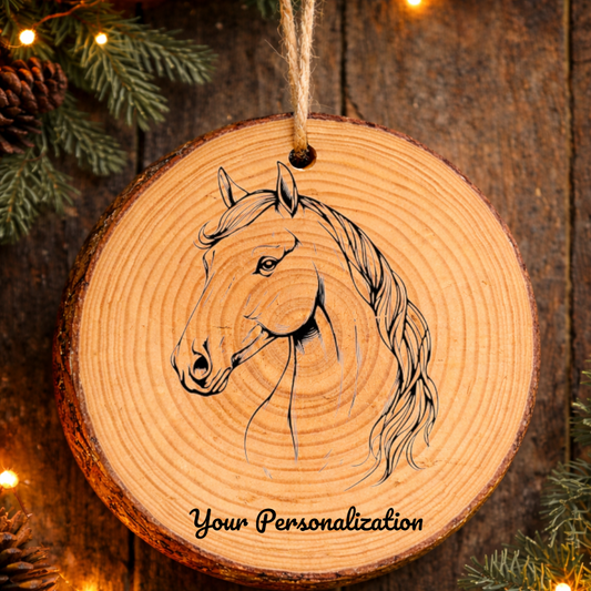 Horse Image #197 Rustic Pine Ornament