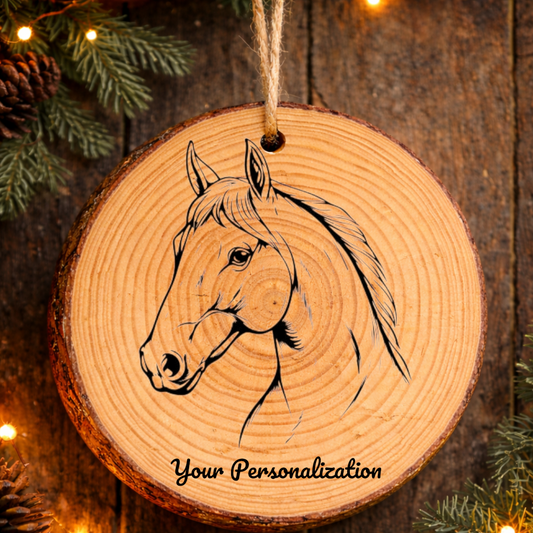 Horse Image #201 Rustic Pine Ornament