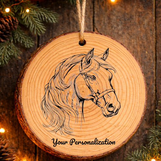 Horse Image #207 Rustic Pine Ornament
