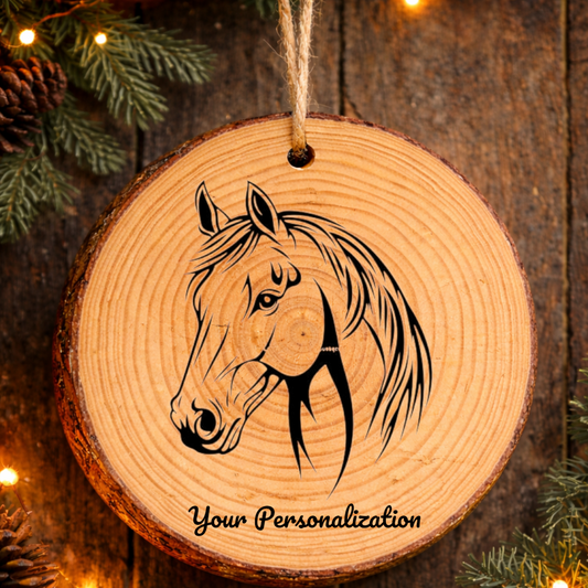 Horse Image #239 Rustic Pine Ornament