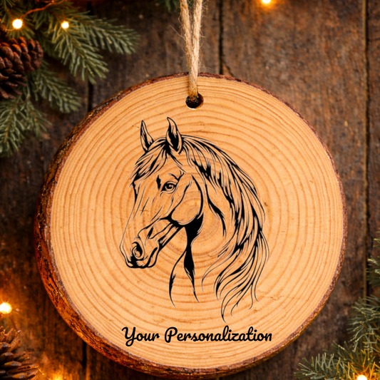 Horse Image #240 Rustic Pine Ornament