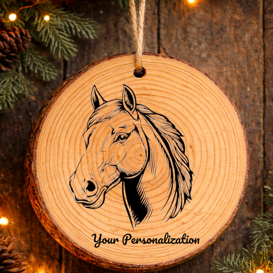 Horse Image #259 Rustic Pine Ornament