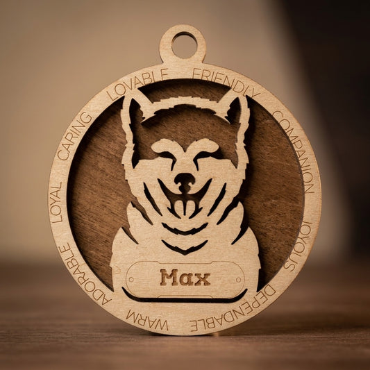 Akita Inu 2-Layer Laser Cut Ornament