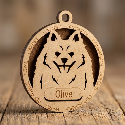 American Eskimo (Eskie) 2-Layer Laser Cut Ornament