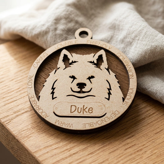 American Eskimo 2-Layer Laser Cut Ornament