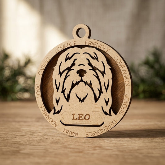 Bearded Collie 2-Layer Laser Cut Ornament
