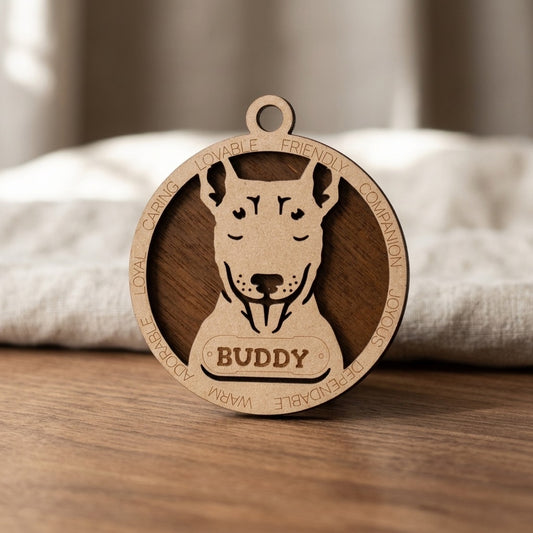 Bull Terrier 2-Layer Laser Cut Ornament