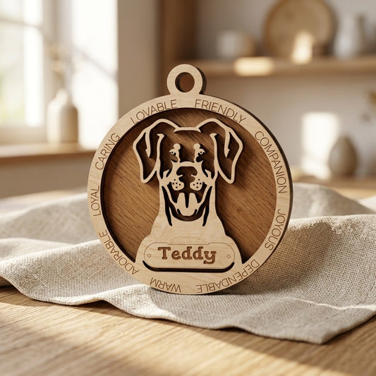 Doberman Pinscher (Natural) 2-Layer Laser Cut Ornament