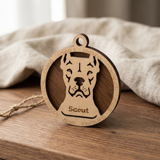 Dogo Argentino 2-Layer Laser Cut Ornament