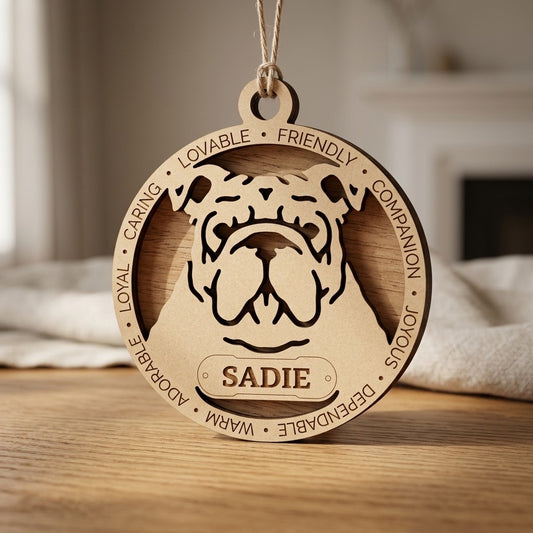 English Bulldog 2-Layer Laser Cut Ornament