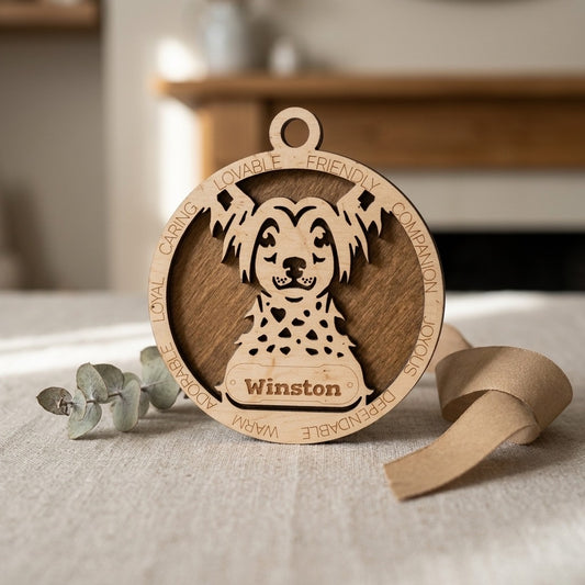 Chinese Crested 2-Layer Laser Cut Ornament