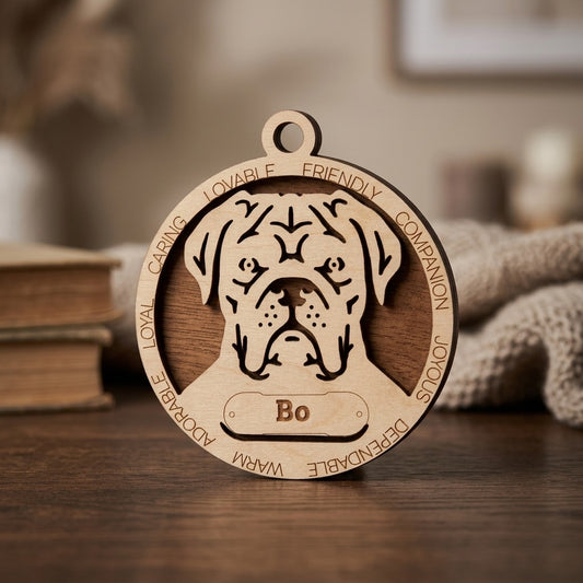 French Mastiff 2-Layer Laser Cut Ornament