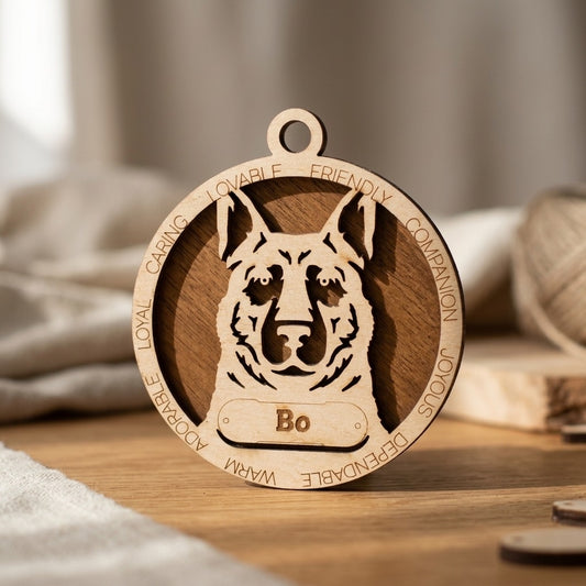 German Shepherd 2-Layer Laser Cut Ornament