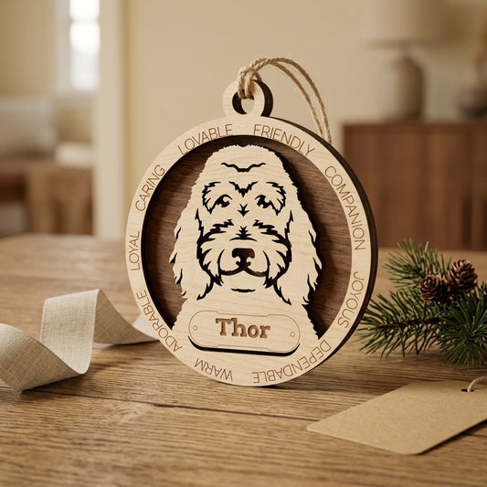 Goldendoodle 2-Layer Laser Cut Ornament