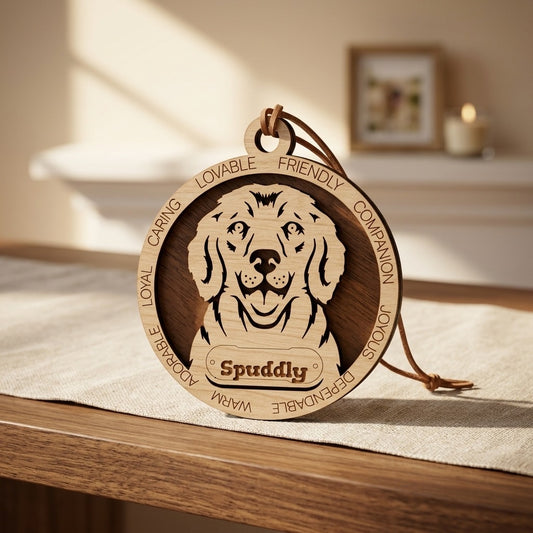 Golden Retriever 2-Layer Laser Cut Ornament