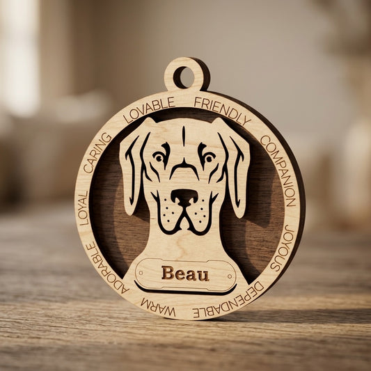 Great Dane (Natural) 2-Layer Laser Cut Ornament