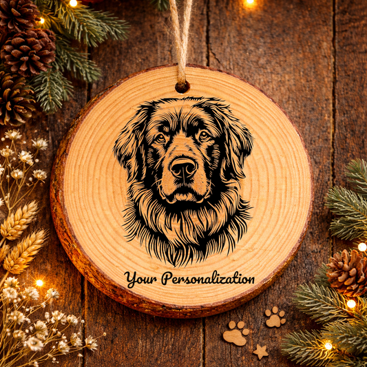 Leonberger Dog Ornament – Rustic Wooden Keepsake