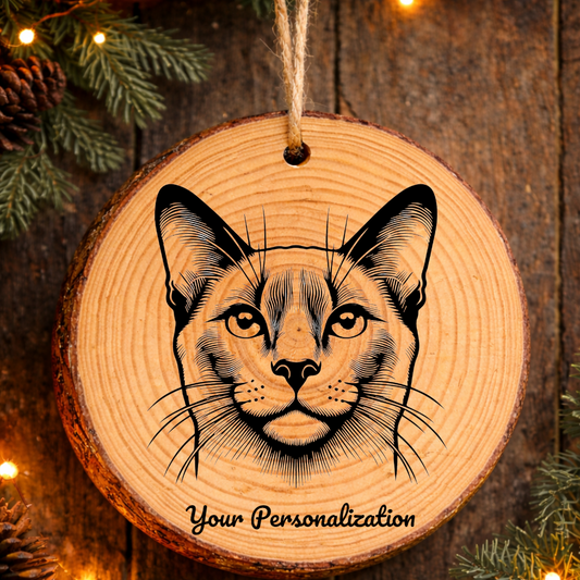 Mekong Bobtail Cat Rustic Pine Wooden Round Ornament