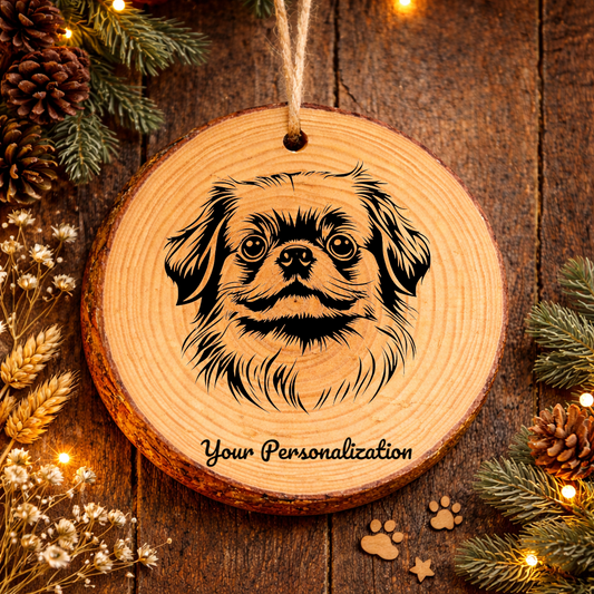 Pekingese Dog Ornament – Rustic Wooden Keepsake