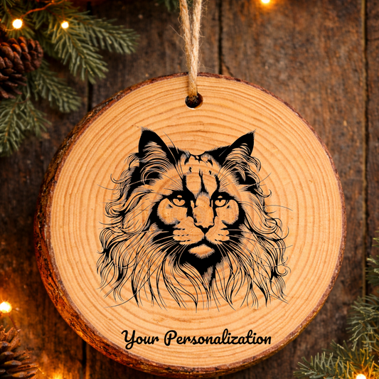 Peterbald Longhair Cat Rustic Pine Wooden Round Ornament