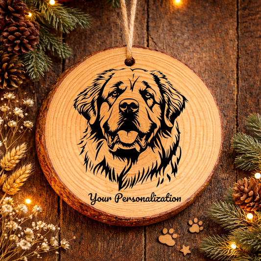 Pyrenean Mastiff Dog Ornament – Rustic Wooden Keepsake