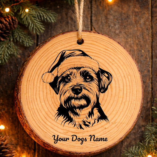 Sealyham Terrier Santa Hat Dog Rustic Pine Christmas Ornament