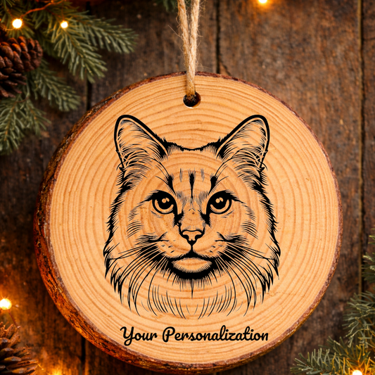 Sokoke Cat Rustic Pine Wooden Round Ornament