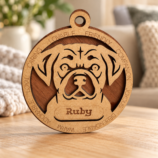 Puggle 2-Layer Laser Cut Ornament