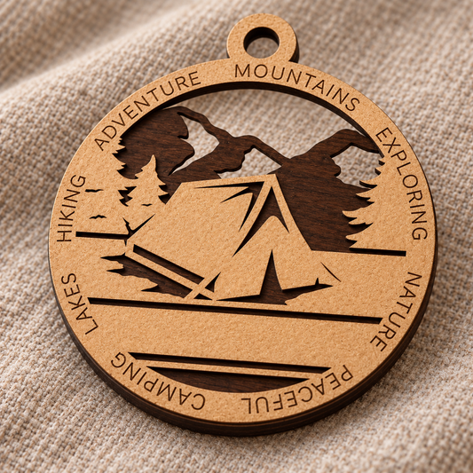 Tent Mountain #1 2-Layer Laser Cut Ornament