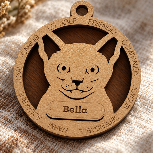 Russian Blue Cat 2-Layer Laser Cut Ornament