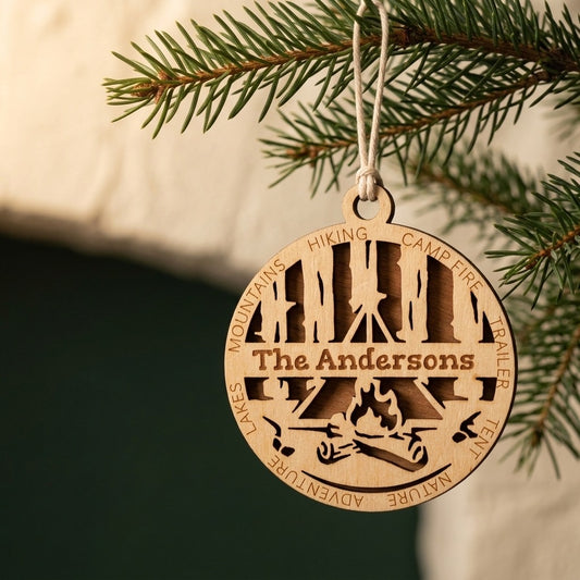 Camping Custom Laser Engraved Ornament