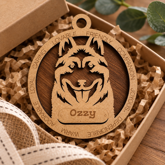 Norwegian Elkhound 2-Layer Laser Cut Ornament