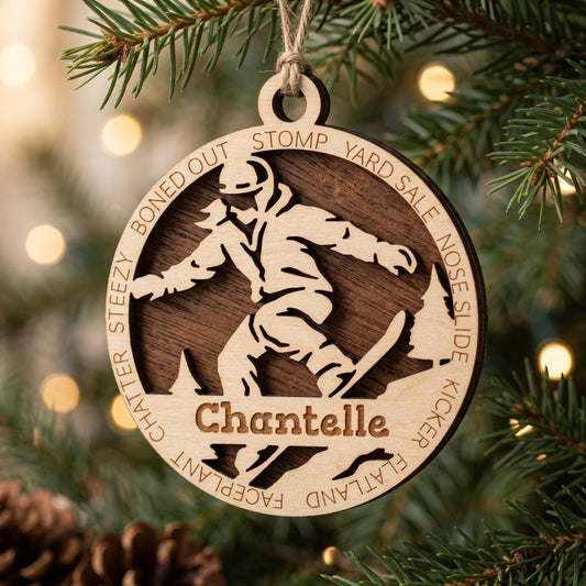 Snowboarder Laser Engraved Ornament