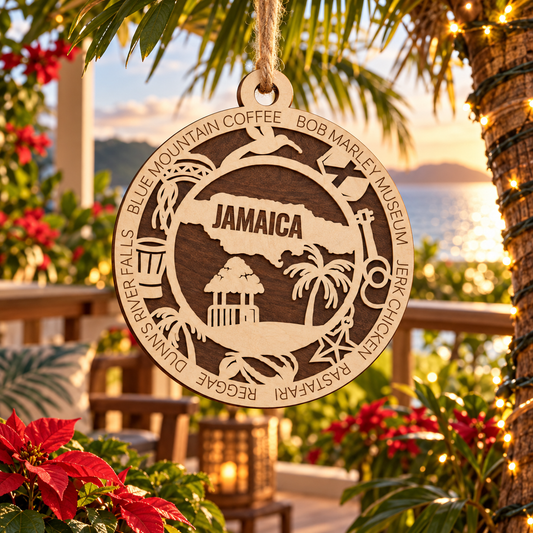 Jamaica 2-Layer Laser Cut Ornament