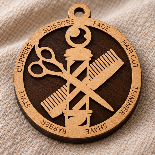 Barber #2 2-Layer Laser Cut Ornament