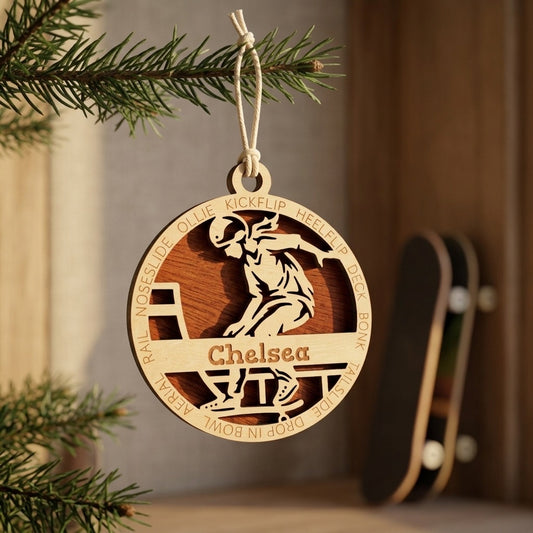 Skateboarding Laser Engraved Ornaments