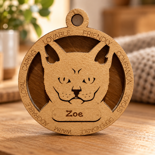 Bombay Cat 2-Layer Laser Cut Ornament