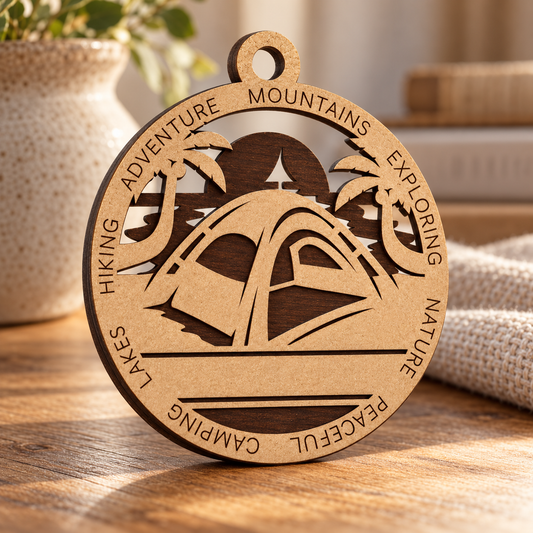 Tent Beach #1 2-Layer Laser Cut Ornament