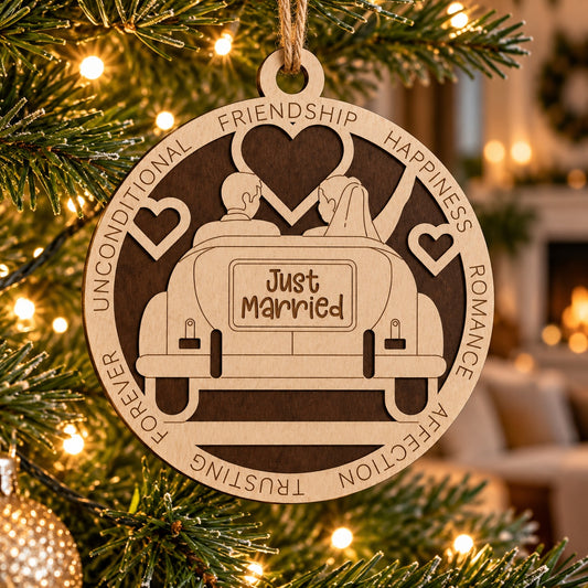 Just Married #2 2-Layer Laser Cut Ornament
